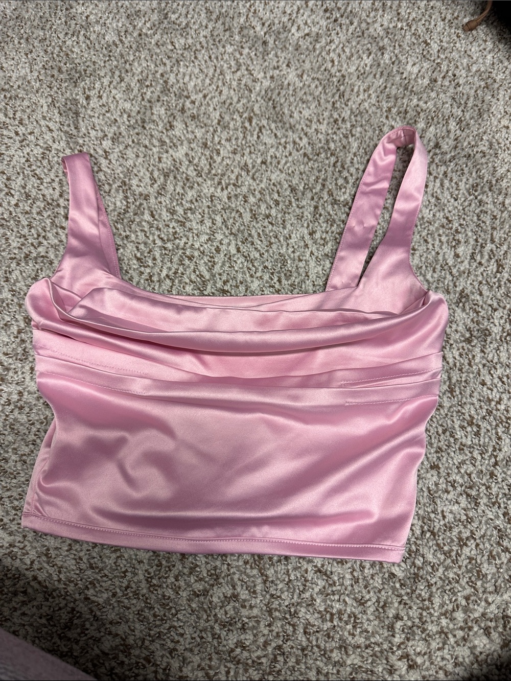 Fashion Nova Pink Satin Cowl Crop Camisole
